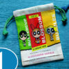 Canvas drawstring pouch with Powerpuff Girls design, perfect for birthday souvenirs and giveaways.