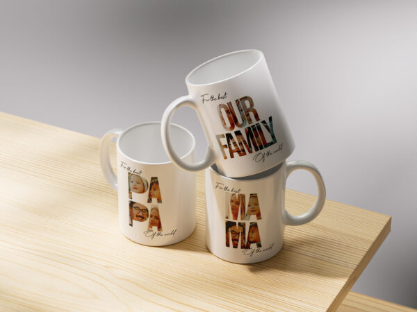 Custom Valentine's Mug with Personalized Family Name and Photo Inside Letters