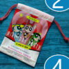 Canvas drawstring pouch with Powerpuff Girls design, perfect for birthday souvenirs and giveaways.