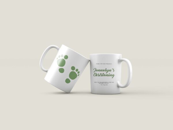 Customized ceramic white mugs with vibrant designs, perfect for events like weddings, birthdays, corporate giveaways, and daily use.