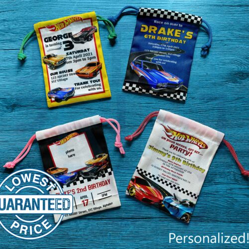 Personalized Hot Wheels Loot Bags - Reusable and Eco-Friendly Favor Bags (12pcs)