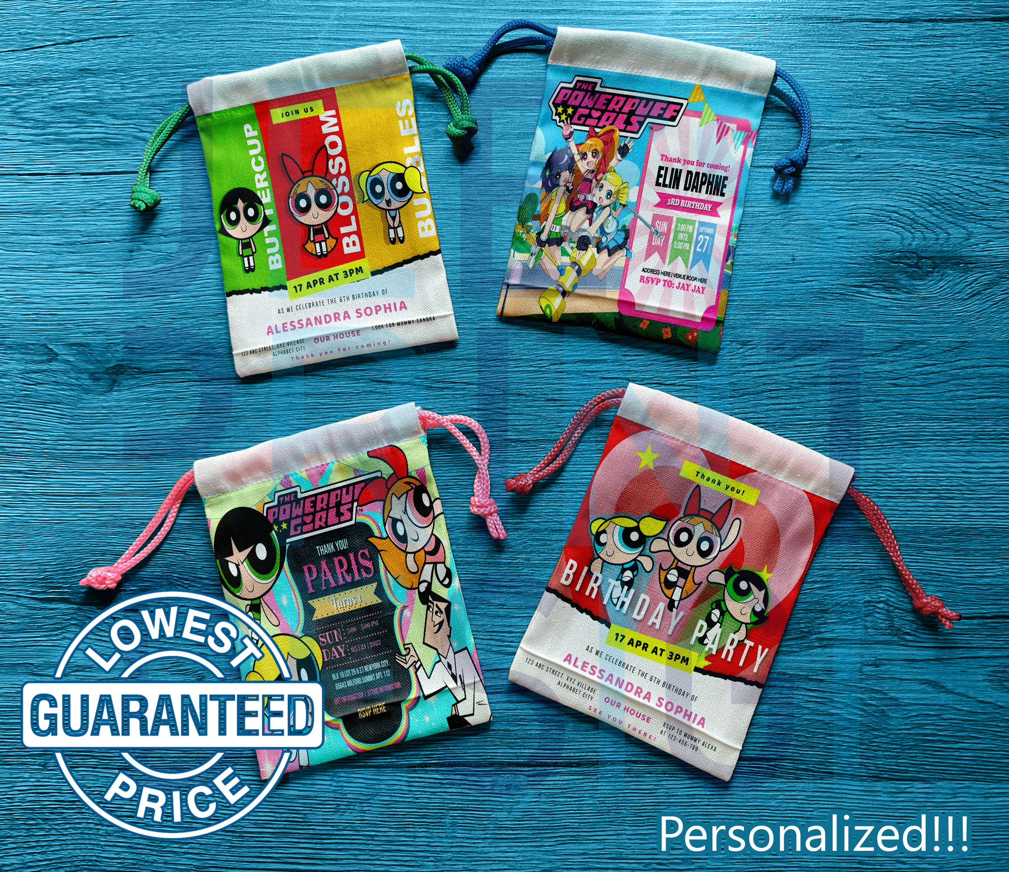 Personalized Powerpuff Girls Loot Bags - Reusable and Eco-Friendly Favor Bags (12pcs)