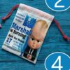 Canvas drawstring pouch with Boss Baby design, perfect for birthday souvenirs and giveaways.