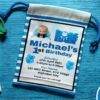 Canvas drawstring pouch with Boss Baby design, perfect for birthday souvenirs and giveaways.