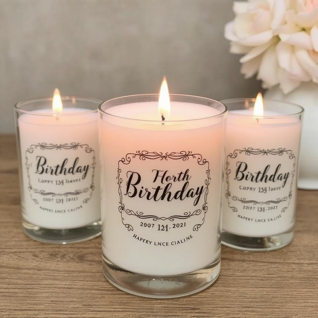 ustomized Candles

Candles make for a warm and elegant souvenir option. Whether scented or unscented, they add a touch of luxury to any birthday celebration.