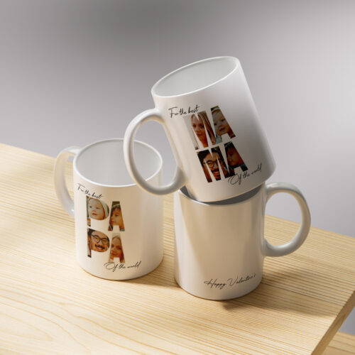 Custom Valentine's Mug with Personalized Family Name and Photo Inside Letters