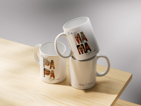 Custom Valentine's Mug with Personalized Family Name and Photo Inside Letters