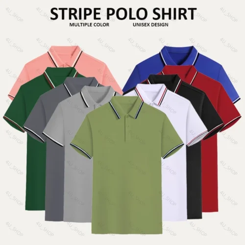 Breathable fabric unisex polo shirts in multiple color options.