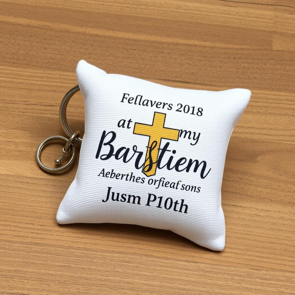 Custom pillow keychains with personalized designs for souvenirs and giveaways.