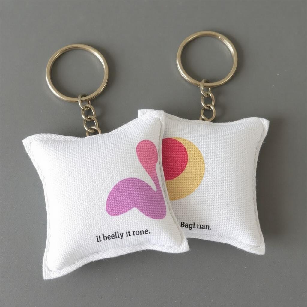 Custom pillow keychains with personalized designs for souvenirs and giveaways.