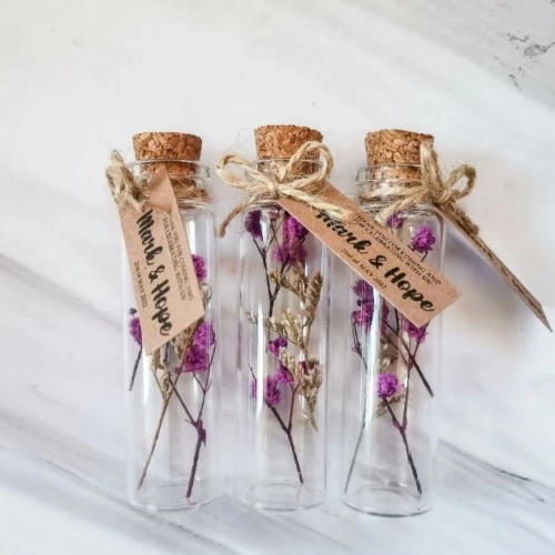 Dried Flowers in Mini Cork Bottle Wedding Souvenirs