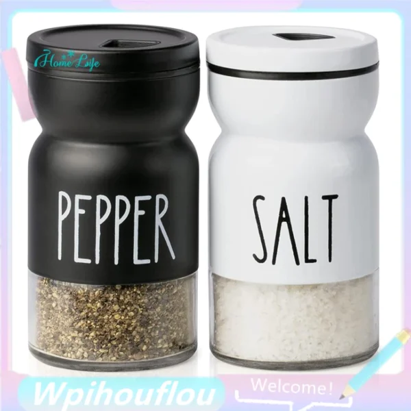 Farmhouse Salt and Pepper Shaker Set with Adjustable Lids – Rustic Kitchen Décor