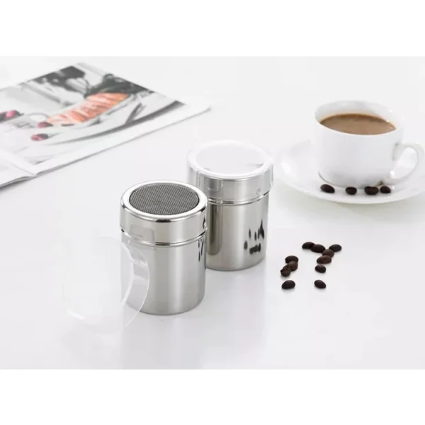 Stainless Steel Spice Shaker for Salt, Sugar, Pepper, and Cocoa Powder