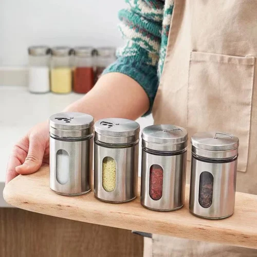 Stainless Steel Condiments Bottle with Rotating Lid