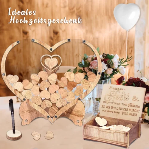 Wedding Guest Book Kit - Wooden Heart Drop Box - Romantic Wedding Gift