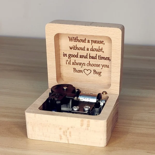 Engraved Wooden Music Box – Personalized Photo Gift