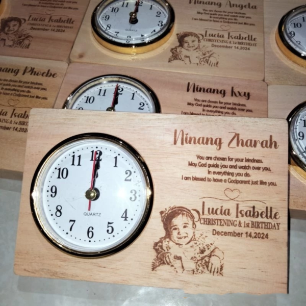 Personalized Wooden Desk Clock – Christening Souvenir & Giveaway