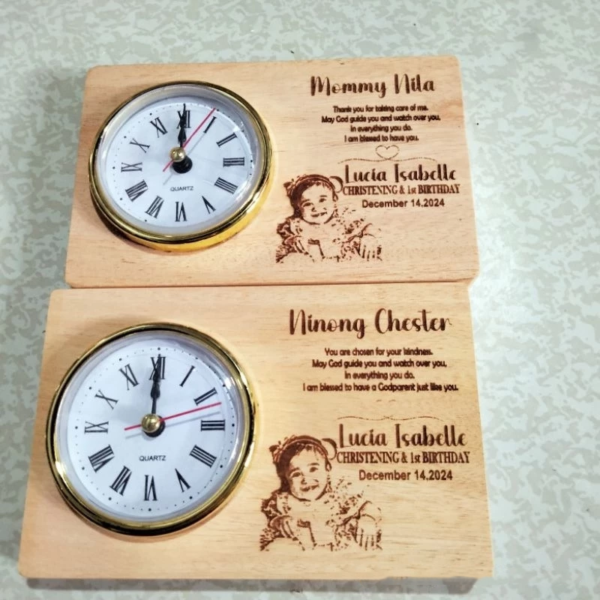 Personalized Wooden Desk Clock – Christening Souvenir & Giveaway