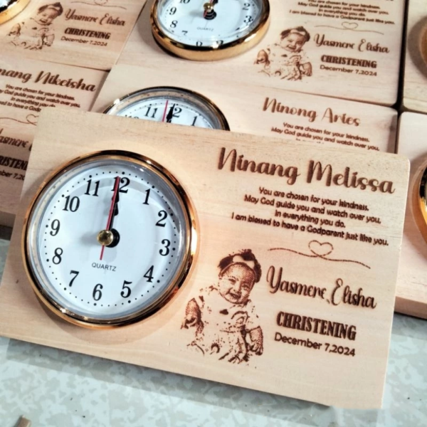 Personalized Wooden Desk Clock – Christening Souvenir & Giveaway