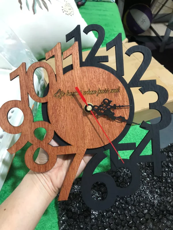 Wooden Wall Clock – Personalized Laser Engraved Design